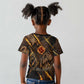 Aten Kid T shirt Ancient Egyptian Cracked Stone Hieroglyph, Solar Eclipse Emblem, and Radiant Sunburst - African Pride