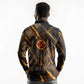 Aten Long Sleeve Polo Shirt Ancient Egyptian Cracked Stone Hieroglyph, Solar Eclipse Emblem, and Radiant Sunburst - African Pride