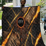Aten Quilt Ancient Egyptian Cracked Stone Hieroglyph, Solar Eclipse Emblem, and Radiant Sunburst - African Pride