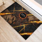 Aten Rubber Doormat Ancient Egyptian Cracked Stone Hieroglyph, Solar Eclipse Emblem, and Radiant Sunburst - African Pride