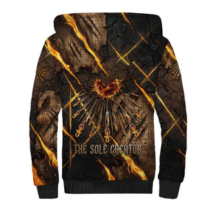Aten Sherpa Hoodie Ancient Egyptian Cracked Stone Hieroglyph, Solar Eclipse Emblem, and Radiant Sunburst - African Pride