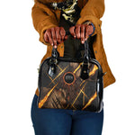 Aten Shoulder Handbag Ancient Egyptian Cracked Stone Hieroglyph, Solar Eclipse Emblem, and Radiant Sunburst - African Pride