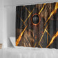 Aten Shower Curtain Ancient Egyptian Cracked Stone Hieroglyph, Solar Eclipse Emblem, and Radiant Sunburst - African Pride