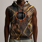 Aten Sleeveless Hoodie Ancient Egyptian Cracked Stone Hieroglyph, Solar Eclipse Emblem, and Radiant Sunburst - African Pride
