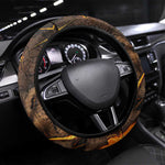 Aten Steering Wheel Cover Ancient Egyptian Cracked Stone Hieroglyph, Solar Eclipse Emblem, and Radiant Sunburst - African Pride