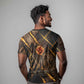Aten T shirt Ancient Egyptian Cracked Stone Hieroglyph, Solar Eclipse Emblem, and Radiant Sunburst - African Pride