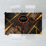 Aten Tablecloth Ancient Egyptian Cracked Stone Hieroglyph, Solar Eclipse Emblem, and Radiant Sunburst - African Pride
