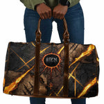 Aten Travel Bag Ancient Egyptian Cracked Stone Hieroglyph, Solar Eclipse Emblem, and Radiant Sunburst - African Pride