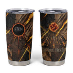 Aten Tumbler Cup Ancient Egyptian Cracked Stone Hieroglyph, Solar Eclipse Emblem, and Radiant Sunburst - African Pride