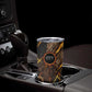 Aten Tumbler Cup Ancient Egyptian Cracked Stone Hieroglyph, Solar Eclipse Emblem, and Radiant Sunburst - African Pride
