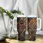 Aten Tumbler With Handle Ancient Egyptian Cracked Stone Hieroglyph, Solar Eclipse Emblem, and Radiant Sunburst - African Pride