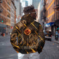 Aten Zip Hoodie Ancient Egyptian Cracked Stone Hieroglyph, Solar Eclipse Emblem, and Radiant Sunburst - African Pride
