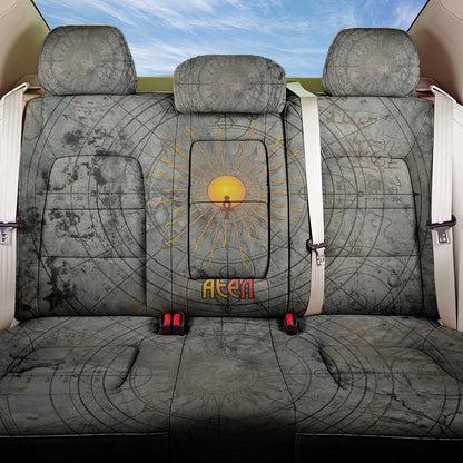 Aten Ancient Egyptian Back Car Seat Cover with Gray Astronomical Chart, Radiant Sun Disc Emblem, and Ankh - African Pride