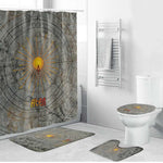 Aten Ancient Egyptian Bathroom Set with Gray Astronomical Chart, Radiant Sun Disc Emblem, and Ankh - African Pride