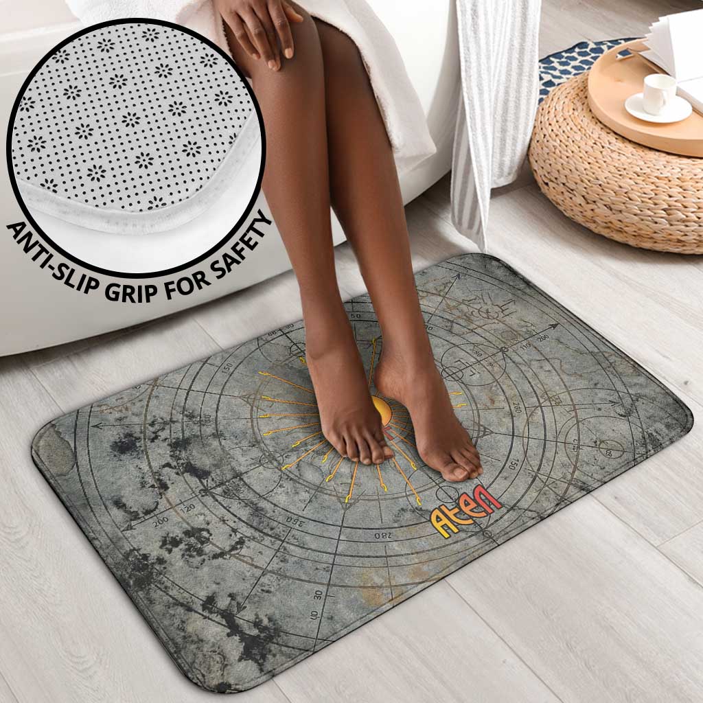 Aten Ancient Egyptian Bathroom Set with Gray Astronomical Chart, Radiant Sun Disc Emblem, and Ankh - African Pride