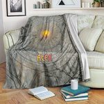 Aten Ancient Egyptian Blanket with Gray Astronomical Chart, Radiant Sun Disc Emblem, and Ankh - African Pride
