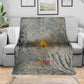 Aten Ancient Egyptian Blanket with Gray Astronomical Chart, Radiant Sun Disc Emblem, and Ankh - African Pride