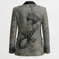 Aten Ancient Egyptian Blazer with Gray Astronomical Chart, Radiant Sun Disc Emblem, and Ankh - African Pride