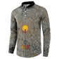 Aten Ancient Egyptian Button Sweatshirt with Gray Astronomical Chart, Radiant Sun Disc Emblem, and Ankh