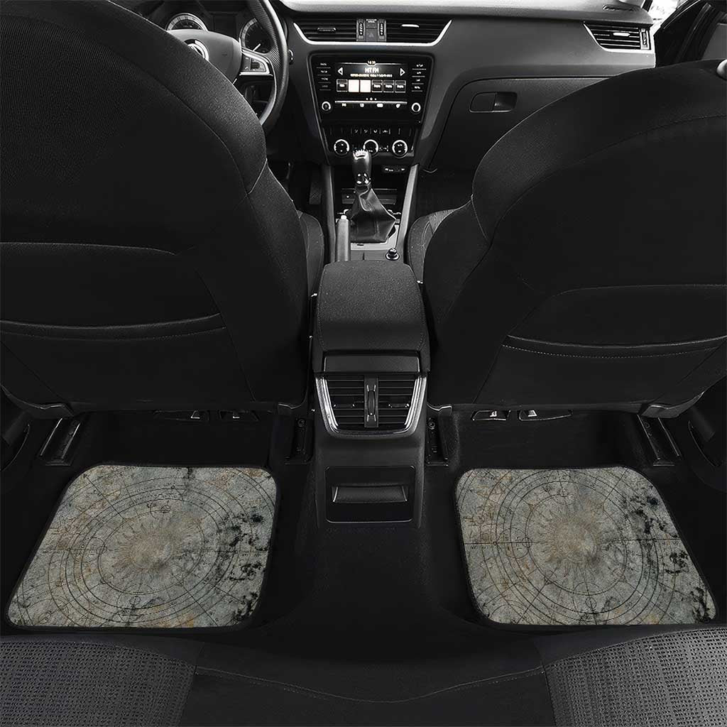 Aten Ancient Egyptian Car Mats with Gray Astronomical Chart, Radiant Sun Disc Emblem, and Ankh - African Pride