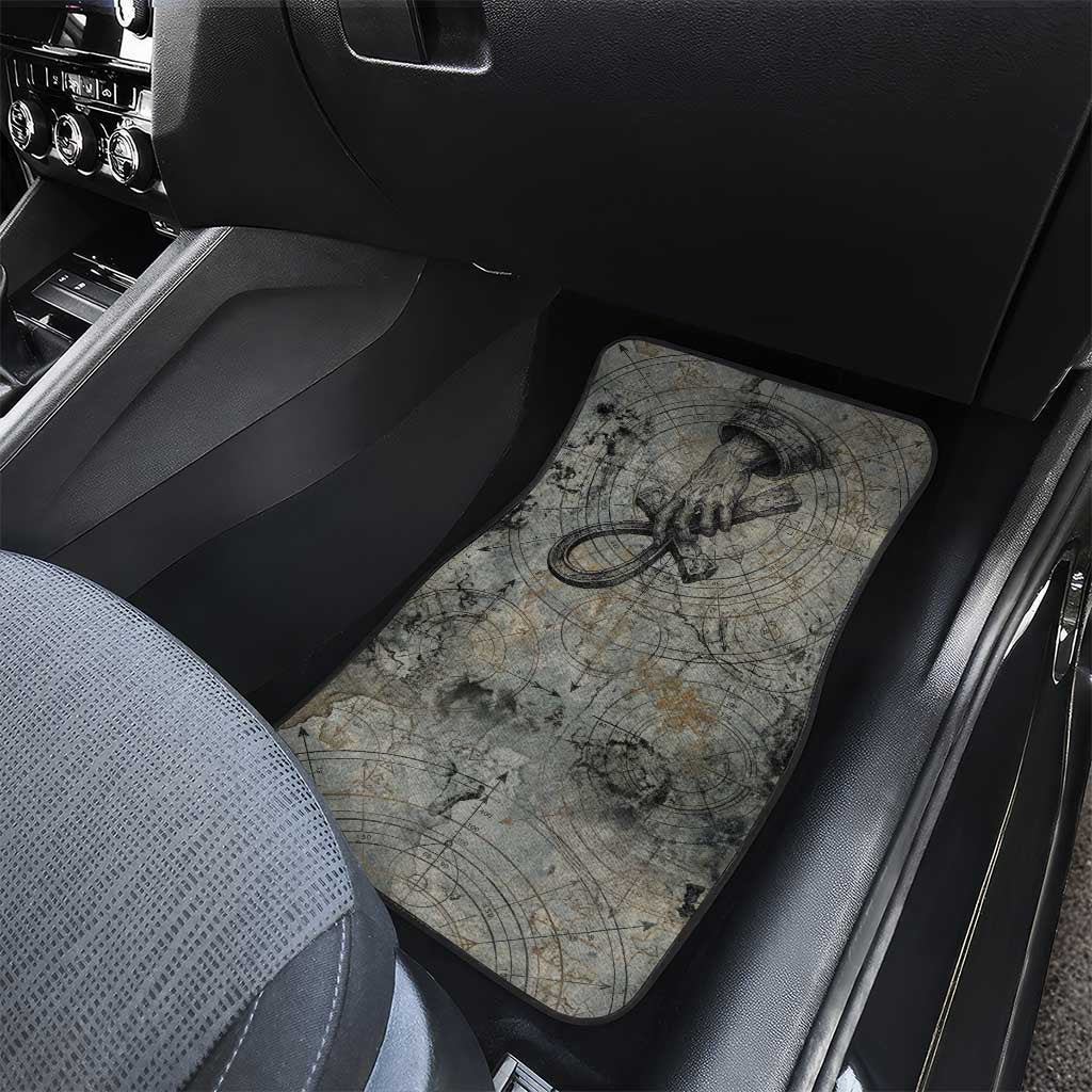 Aten Ancient Egyptian Car Mats with Gray Astronomical Chart, Radiant Sun Disc Emblem, and Ankh - African Pride