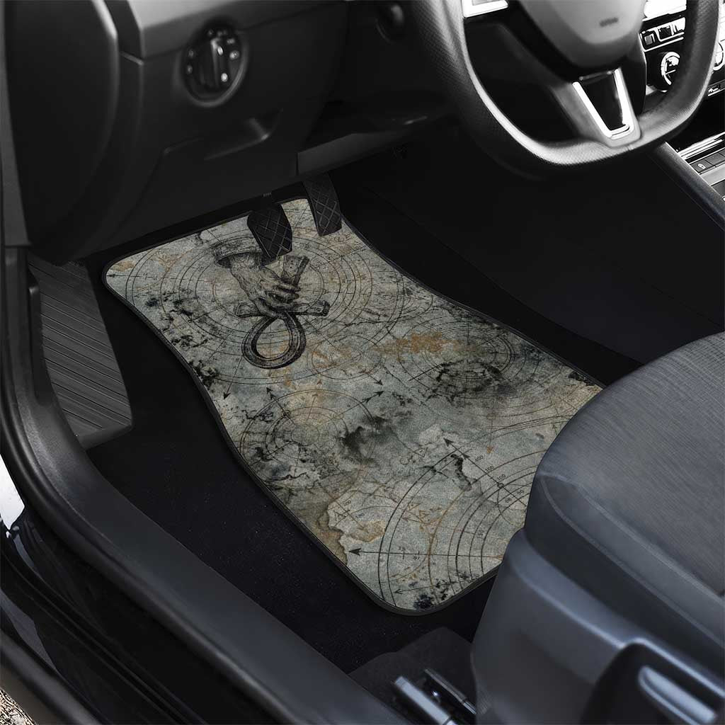 Aten Ancient Egyptian Car Mats with Gray Astronomical Chart, Radiant Sun Disc Emblem, and Ankh - African Pride