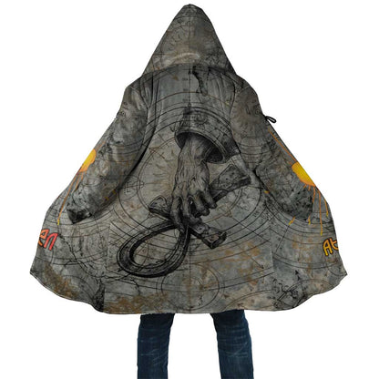 Aten Ancient Egyptian Cloak with Gray Astronomical Chart, Radiant Sun Disc Emblem, and Ankh - African Pride
