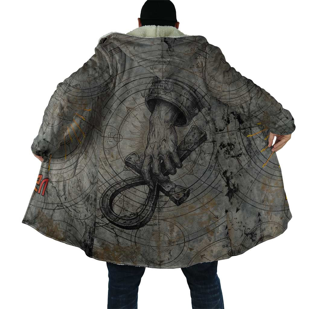 Aten Ancient Egyptian Cloak with Gray Astronomical Chart, Radiant Sun Disc Emblem, and Ankh - African Pride