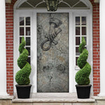 Aten Ancient Egyptian Door Cover with Gray Astronomical Chart, Radiant Sun Disc Emblem, and Ankh - African Pride
