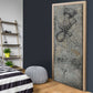 Aten Ancient Egyptian Door Cover with Gray Astronomical Chart, Radiant Sun Disc Emblem, and Ankh - African Pride