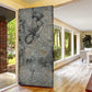 Aten Ancient Egyptian Door Cover with Gray Astronomical Chart, Radiant Sun Disc Emblem, and Ankh - African Pride