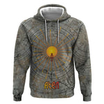 Aten Ancient Egyptian Hoodie with Gray Astronomical Chart, Radiant Sun Disc Emblem, and Ankh - African Pride