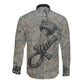 Aten Ancient Egyptian Long Sleeve Button Shirt with Gray Astronomical Chart, Radiant Sun Disc Emblem, and Ankh - African Pride