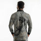 Aten Ancient Egyptian Long Sleeve Polo Shirt with Gray Astronomical Chart, Radiant Sun Disc Emblem, and Ankh - African Pride