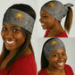 Aten Ancient Egyptian Neck Gaiter with Gray Astronomical Chart, Radiant Sun Disc Emblem, and Ankh - African Pride