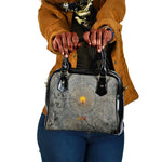 Aten Ancient Egyptian Shoulder Handbag with Gray Astronomical Chart, Radiant Sun Disc Emblem, and Ankh - African Pride