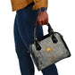 Aten Ancient Egyptian Shoulder Handbag with Gray Astronomical Chart, Radiant Sun Disc Emblem, and Ankh - African Pride