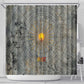 Aten Ancient Egyptian Shower Curtain with Gray Astronomical Chart, Radiant Sun Disc Emblem, and Ankh - African Pride