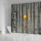 Aten Ancient Egyptian Shower Curtain with Gray Astronomical Chart, Radiant Sun Disc Emblem, and Ankh - African Pride