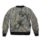 Aten Ancient Egyptian Sleeve Zip Bomber Jacket with Gray Astronomical Chart, Radiant Sun Disc Emblem, and Ankh - African Pride