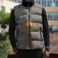 Aten Ancient Egyptian Sleeveless Puffer Jacket with Gray Astronomical Chart, Radiant Sun Disc Emblem, and Ankh - African Pride