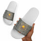 Aten Ancient Egyptian Slide Sandals with Gray Astronomical Chart, Radiant Sun Disc Emblem, and Ankh - African Pride