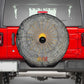 Aten Ancient Egyptian Spare Tire Cover with Gray Astronomical Chart, Radiant Sun Disc Emblem, and Ankh - African Pride
