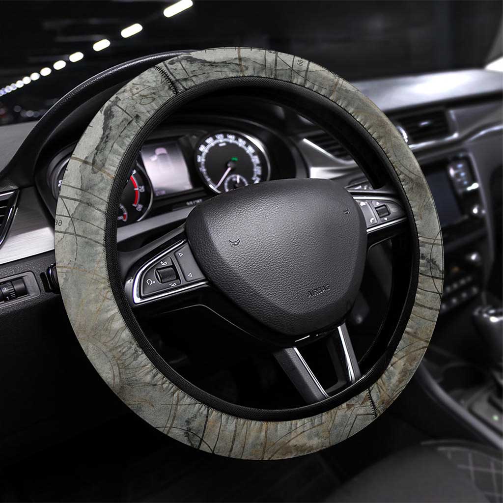 Aten Ancient Egyptian Steering Wheel Cover with Gray Astronomical Chart, Radiant Sun Disc Emblem, and Ankh - African Pride