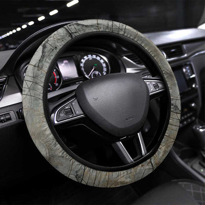 Aten Ancient Egyptian Steering Wheel Cover with Gray Astronomical Chart, Radiant Sun Disc Emblem, and Ankh - African Pride