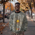 Aten Ancient Egyptian Sweatshirt with Gray Astronomical Chart, Radiant Sun Disc Emblem, and Ankh - African Pride