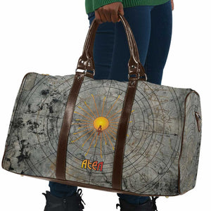 Aten Ancient Egyptian Travel Bag with Gray Astronomical Chart, Radiant Sun Disc Emblem, and Ankh - African Pride