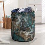 Atum Laundry Basket Ancient Egyptian Teal Marble Smoke, Solar Barque Crown, Creator Deity Statue - African Pride