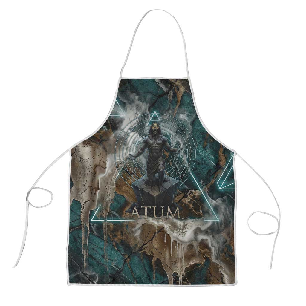 Atum Apron Ancient Egyptian Teal Marble Smoke, Solar Barque Crown, Creator Deity Statue - African Pride