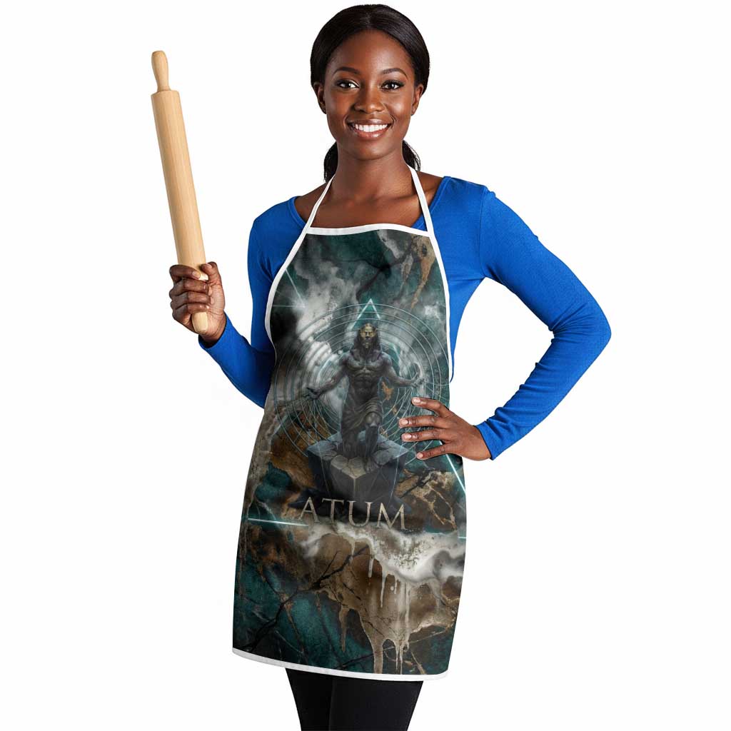 Atum Apron Ancient Egyptian Teal Marble Smoke, Solar Barque Crown, Creator Deity Statue - African Pride